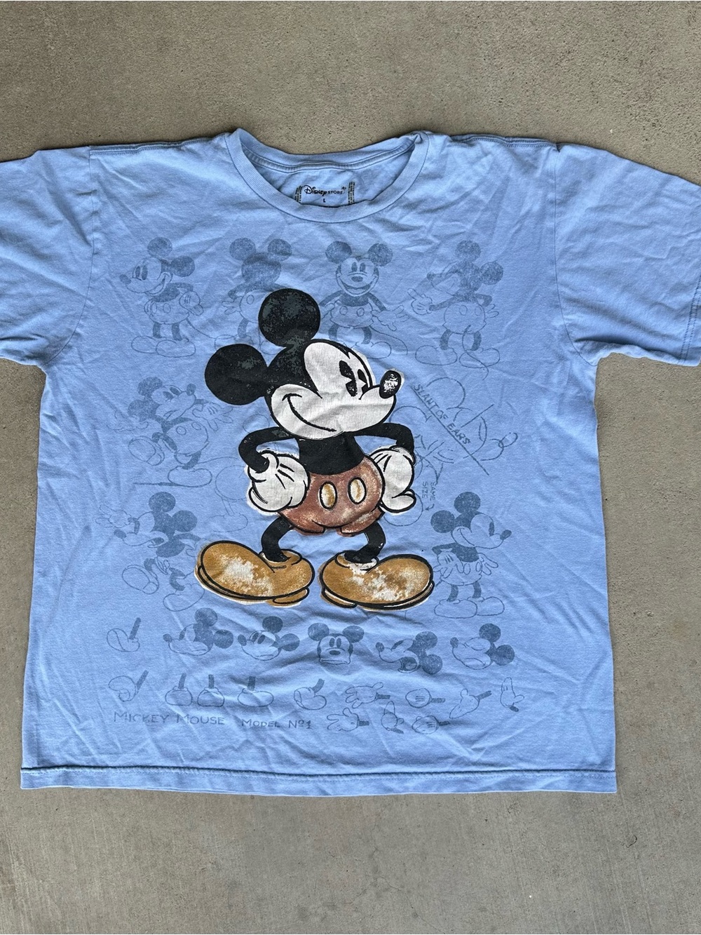 Disney Light Blue Mickey Mouse Graphic Tee Large